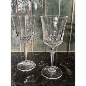 2 Vintage Cristal d' Arques Longchamp Lead Crystal Wine Glasses Champagne